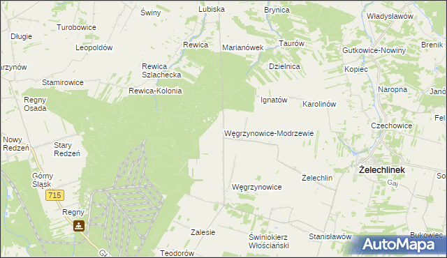 mapa Węgrzynowice-Modrzewie, Węgrzynowice-Modrzewie na mapie Targeo