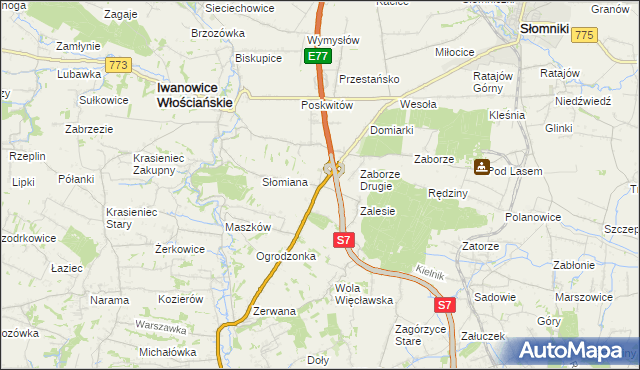 mapa Widoma gmina Iwanowice, Widoma gmina Iwanowice na mapie Targeo