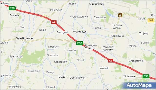 mapa Wierzbówka gmina Wartkowice, Wierzbówka gmina Wartkowice na mapie Targeo