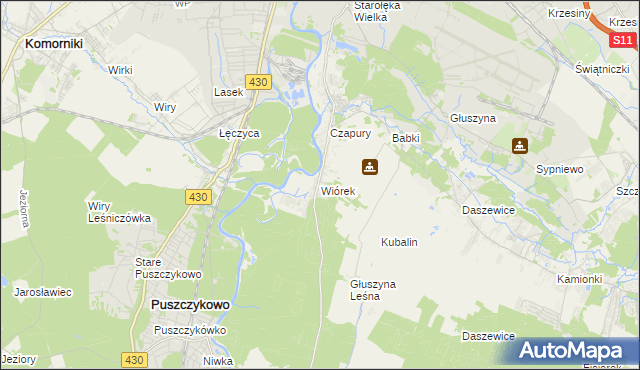 mapa Wiórek, Wiórek na mapie Targeo