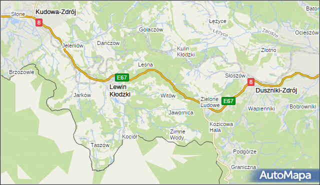 mapa Witów gmina Lewin Kłodzki, Witów gmina Lewin Kłodzki na mapie Targeo