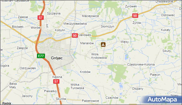 mapa Wola Krobowska, Wola Krobowska na mapie Targeo