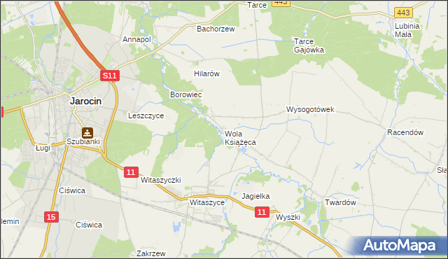 mapa Wola Książęca, Wola Książęca na mapie Targeo