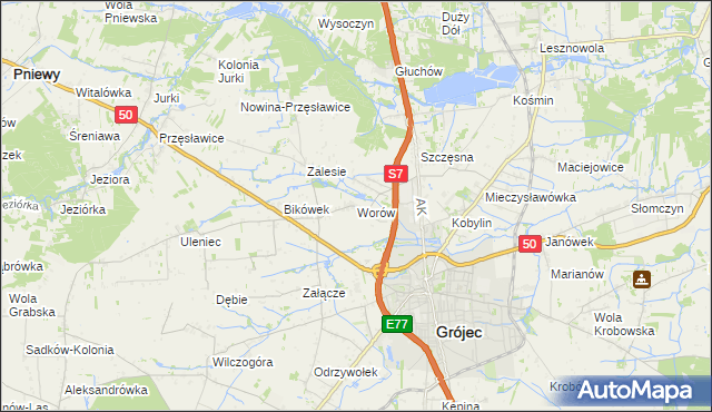 mapa Worów, Worów na mapie Targeo