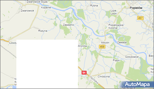 mapa Wronów gmina Lewin Brzeski, Wronów gmina Lewin Brzeski na mapie Targeo