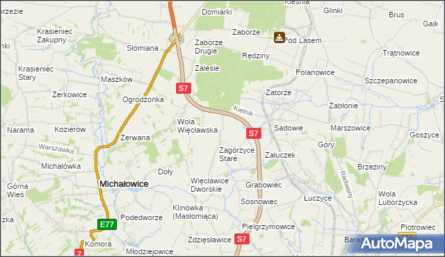 mapa Zagórzyce Dworskie, Zagórzyce Dworskie na mapie Targeo