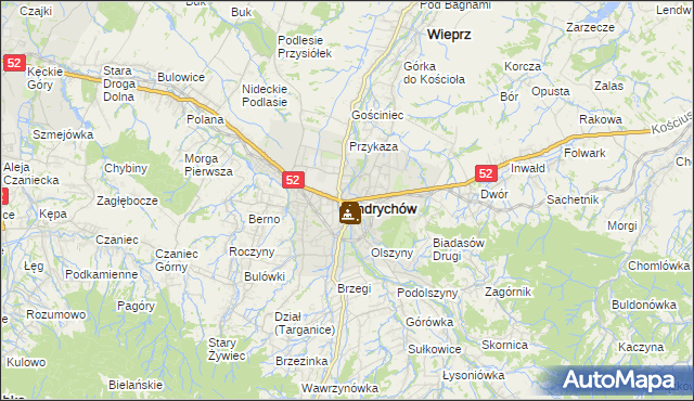 mapa Andrychów, Andrychów na mapie Targeo