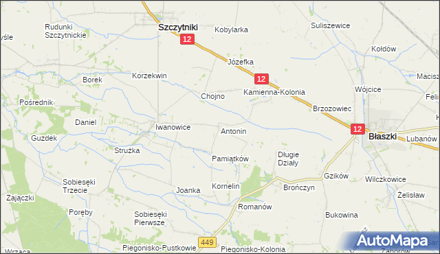 mapa Antonin gmina Szczytniki, Antonin gmina Szczytniki na mapie Targeo