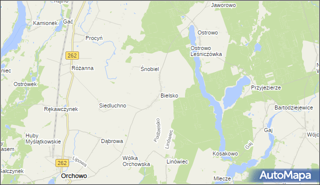 mapa Bielsko gmina Orchowo, Bielsko gmina Orchowo na mapie Targeo
