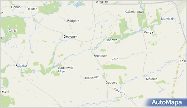 mapa Broniewo gmina Sadki, Broniewo gmina Sadki na mapie Targeo