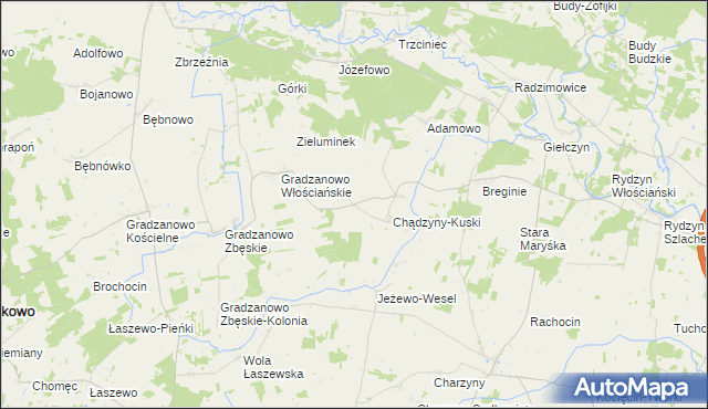 mapa Chądzyny-Krusze, Chądzyny-Krusze na mapie Targeo