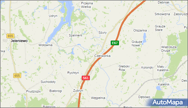 mapa Czerwonka gmina Szypliszki, Czerwonka gmina Szypliszki na mapie Targeo