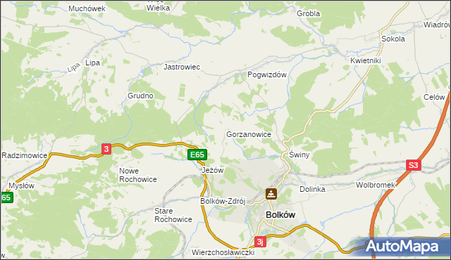 mapa Gorzanowice, Gorzanowice na mapie Targeo