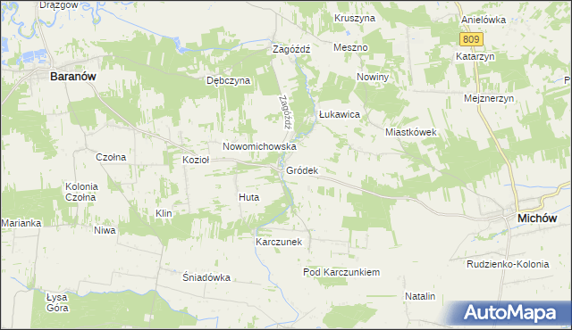 mapa Gródek gmina Baranów, Gródek gmina Baranów na mapie Targeo