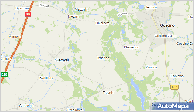 mapa Izdebno gmina Siemyśl, Izdebno gmina Siemyśl na mapie Targeo