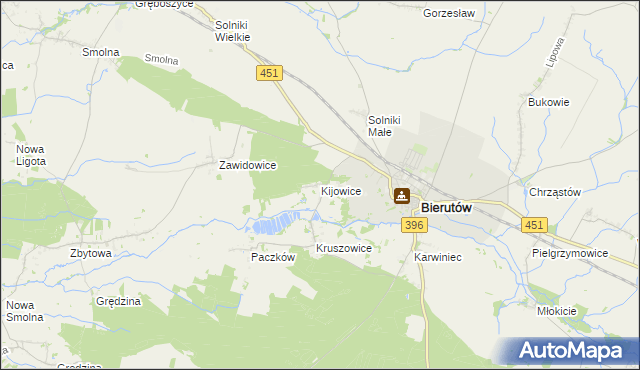 mapa Kijowice, Kijowice na mapie Targeo