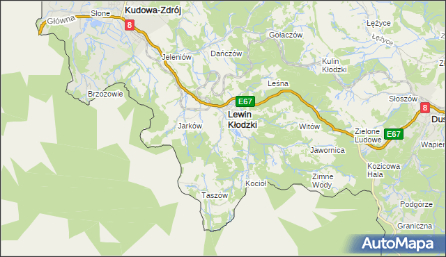 mapa Krzyżanów gmina Lewin Kłodzki, Krzyżanów gmina Lewin Kłodzki na mapie Targeo