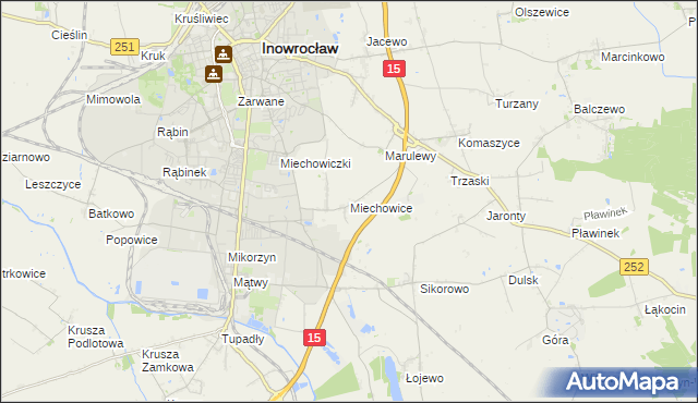mapa Miechowice gmina Inowrocław, Miechowice gmina Inowrocław na mapie Targeo