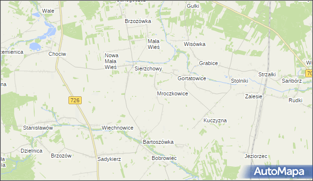 mapa Mroczkowice gmina Cielądz, Mroczkowice gmina Cielądz na mapie Targeo