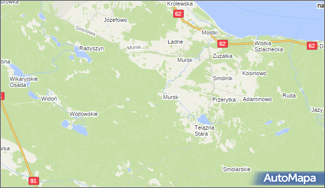 mapa Mursk gmina Kowal, Mursk gmina Kowal na mapie Targeo