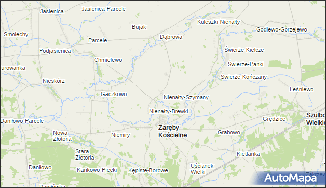 mapa Nienałty-Szymany, Nienałty-Szymany na mapie Targeo