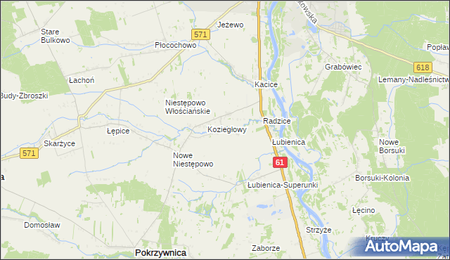 mapa Olbrachcice gmina Pokrzywnica, Olbrachcice gmina Pokrzywnica na mapie Targeo