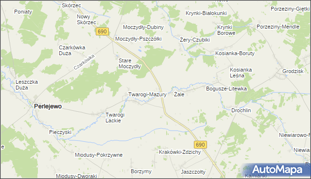 mapa Olszewo gmina Perlejewo, Olszewo gmina Perlejewo na mapie Targeo