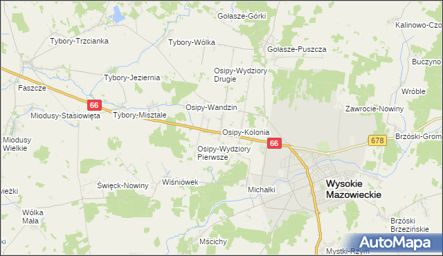 mapa Osipy-Kolonia, Osipy-Kolonia na mapie Targeo