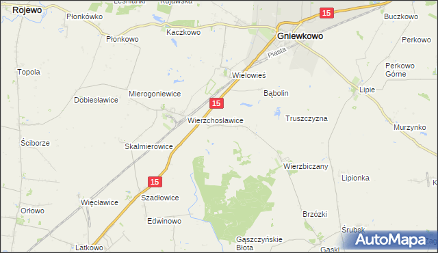 mapa Ostrowo gmina Gniewkowo, Ostrowo gmina Gniewkowo na mapie Targeo
