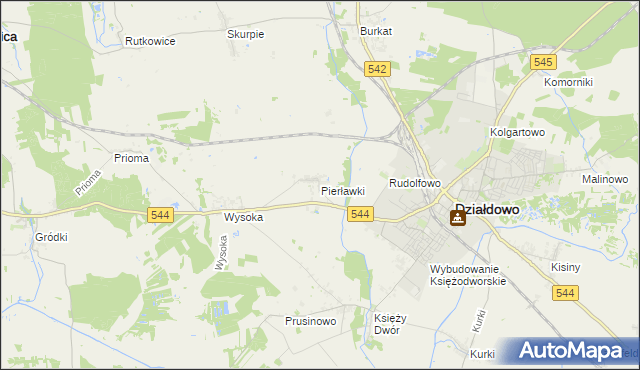 mapa Pierławki gmina Działdowo, Pierławki gmina Działdowo na mapie Targeo