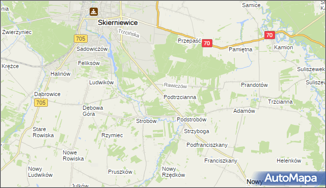 mapa Podtrzcianna, Podtrzcianna na mapie Targeo