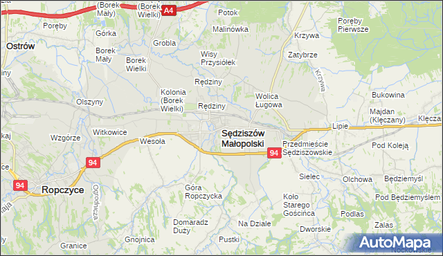 mapa Sędziszów Małopolski, Sędziszów Małopolski na mapie Targeo