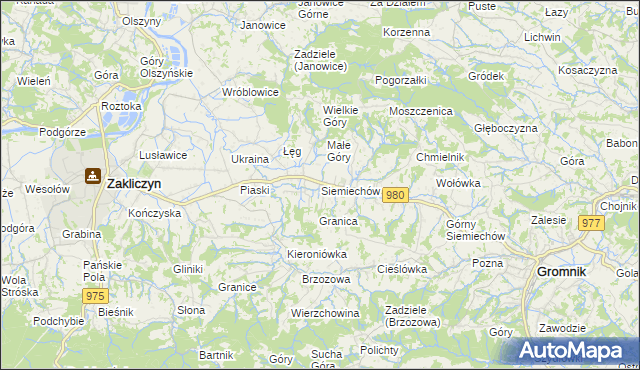 mapa Siemiechów gmina Gromnik, Siemiechów gmina Gromnik na mapie Targeo