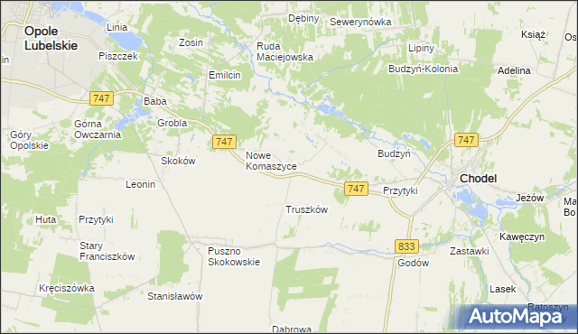 mapa Stare Komaszyce, Stare Komaszyce na mapie Targeo