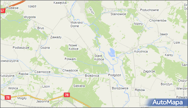 mapa Stare Kotlice, Stare Kotlice na mapie Targeo