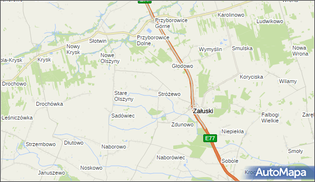 mapa Stróżewo gmina Załuski, Stróżewo gmina Załuski na mapie Targeo
