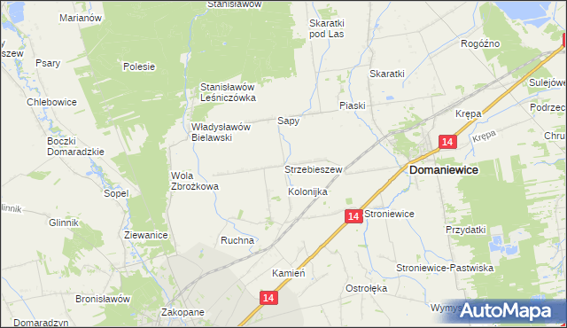 mapa Strzebieszew, Strzebieszew na mapie Targeo