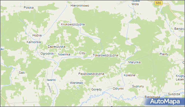 mapa Tokarowszczyzna, Tokarowszczyzna na mapie Targeo