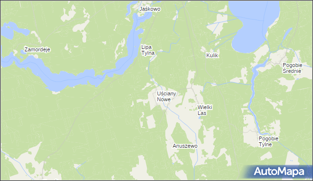 mapa Uściany Nowe, Uściany Nowe na mapie Targeo