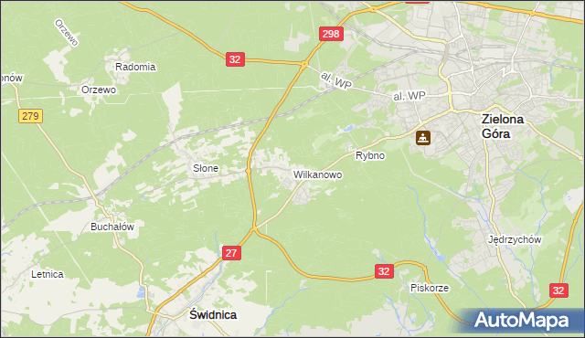 mapa Wilkanowo gmina Świdnica, Wilkanowo gmina Świdnica na mapie Targeo