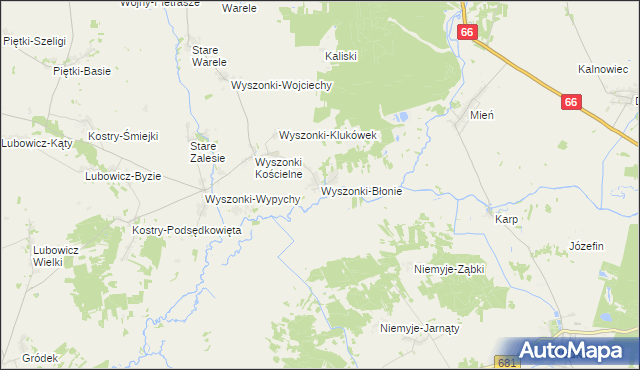 mapa Wyszonki-Błonie, Wyszonki-Błonie na mapie Targeo
