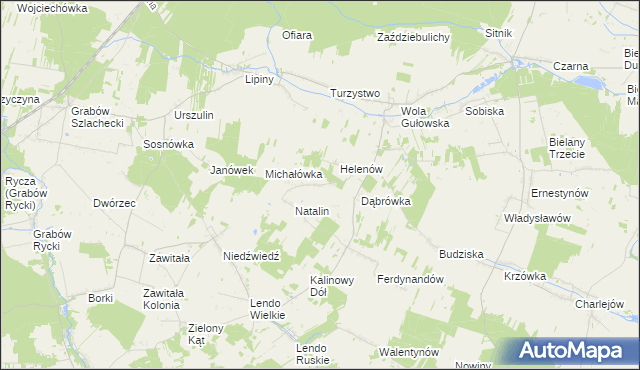 mapa Żurawiec gmina Adamów, Żurawiec gmina Adamów na mapie Targeo