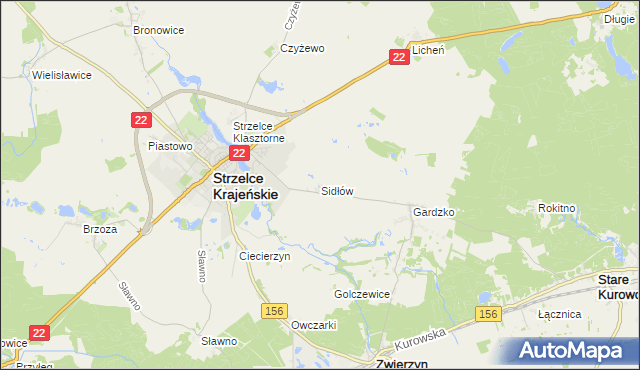 mapa Sidłów, Sidłów na mapie Targeo