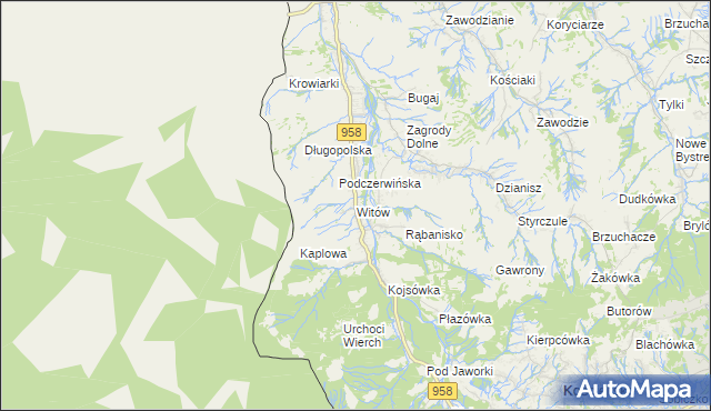 mapa Witów gmina Kościelisko, Witów gmina Kościelisko na mapie Targeo