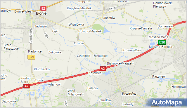 mapa Biskupice gmina Brwinów, Biskupice gmina Brwinów na mapie Targeo