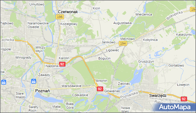 mapa Bogucin gmina Swarzędz, Bogucin gmina Swarzędz na mapie Targeo