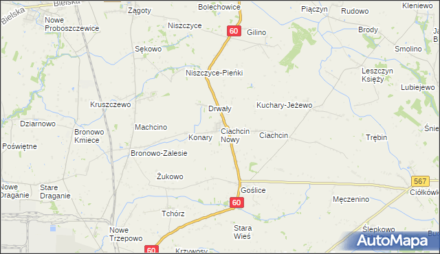 mapa Ciachcin Nowy, Ciachcin Nowy na mapie Targeo