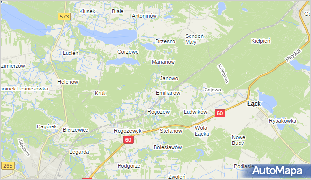 mapa Emilianów gmina Gostynin, Emilianów gmina Gostynin na mapie Targeo