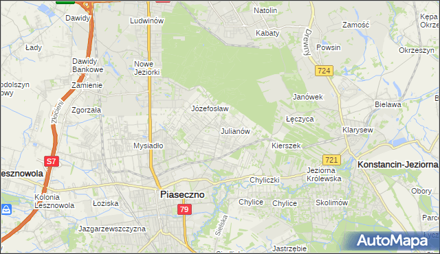 mapa Julianów gmina Piaseczno, Julianów gmina Piaseczno na mapie Targeo