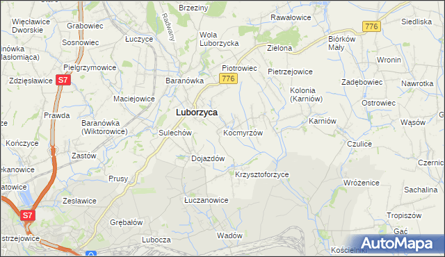 mapa Kocmyrzów, Kocmyrzów na mapie Targeo